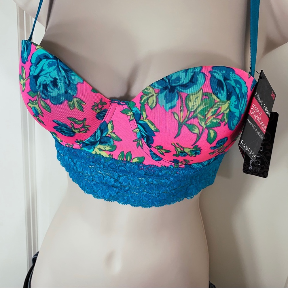 NWT Rampage Lace & Flowers Busty Bustier Corset Convertible Bra Sexy Crop Top - Picture 16 of 16